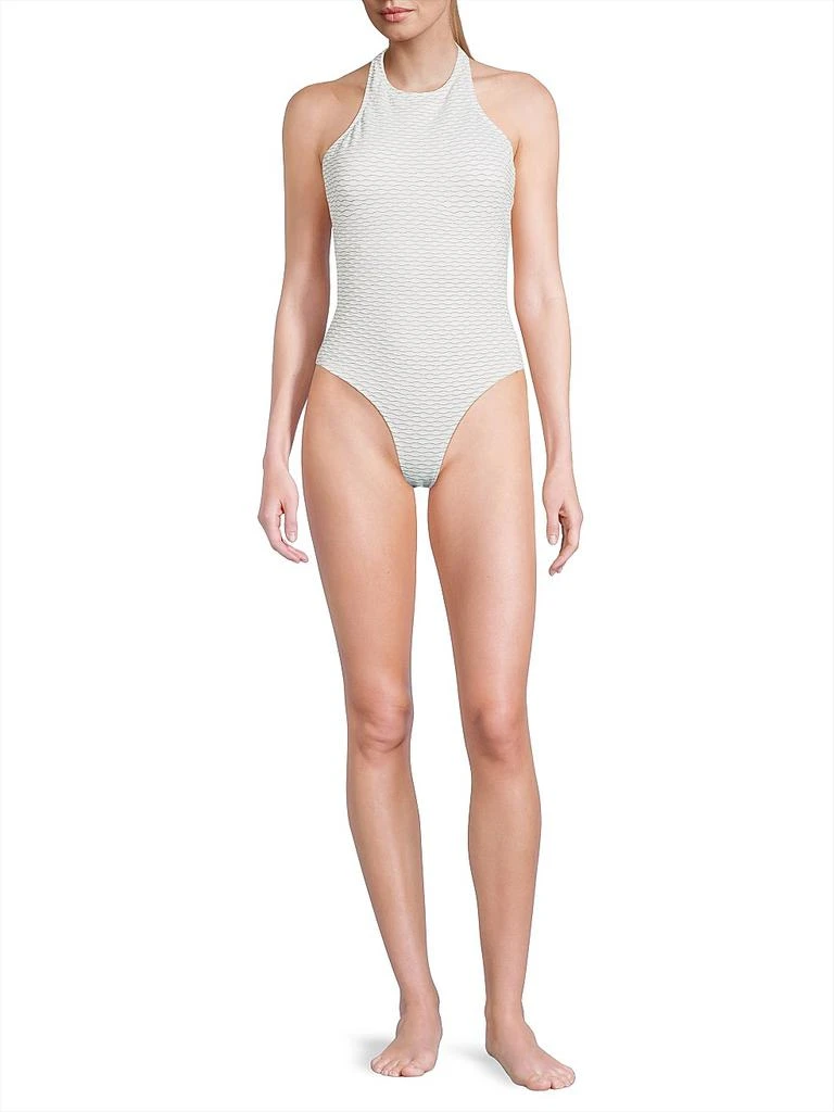 Milly Jackie Textured Halterneck One-Piece Swimsuit 2