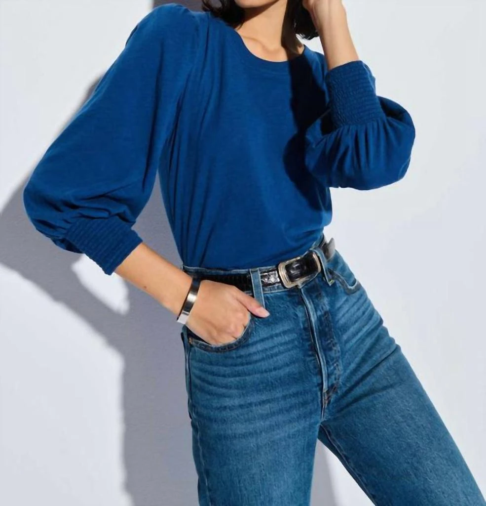 Nation LTD Loren Peasant Tee In Galaxy Blue 1
