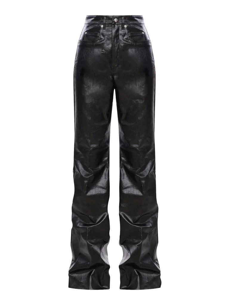 Rick Owens WAXED COTTON JEANS WITH LEATHER EFFECT 1
