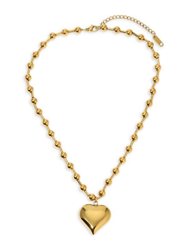 Eye Candy LA Luxe Tira 14K Gold Beaded Heart Pendant Necklace