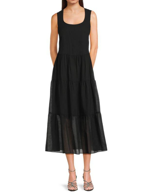 chinese dress ladies Theory Women's Sleeveless Pleated Volume Dress, Black, 0 at Amazon Women's  Clothing store main image 1