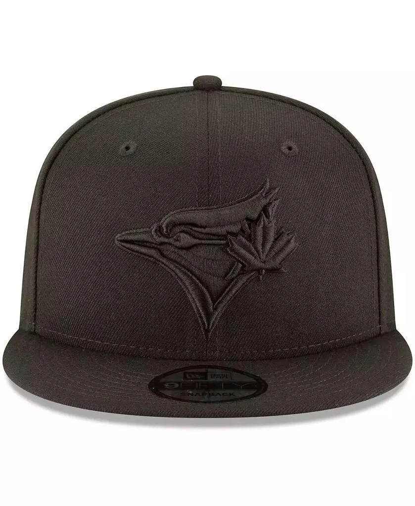 New Era Men's Toronto Blue Jays Black on Black 9FIFTY Team Snapback Adjustable Hat - Black 4