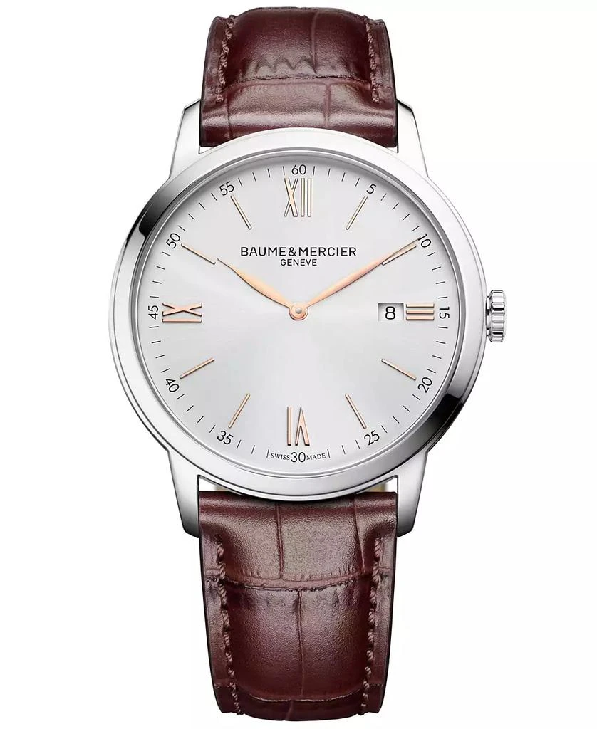 Baume & Mercier Men's Swiss Classima Red-Brown Leather Strap Watch 42mm 1