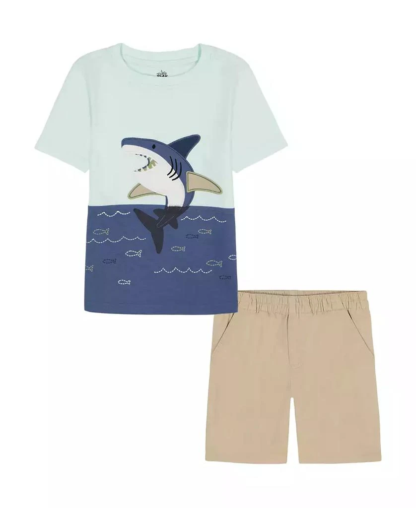KIDS HEADQUARTERS Baby Boys 2-Piece Jersey Whale Short Sleeve T-Shirt and Twill Cargo Shorts Set 1