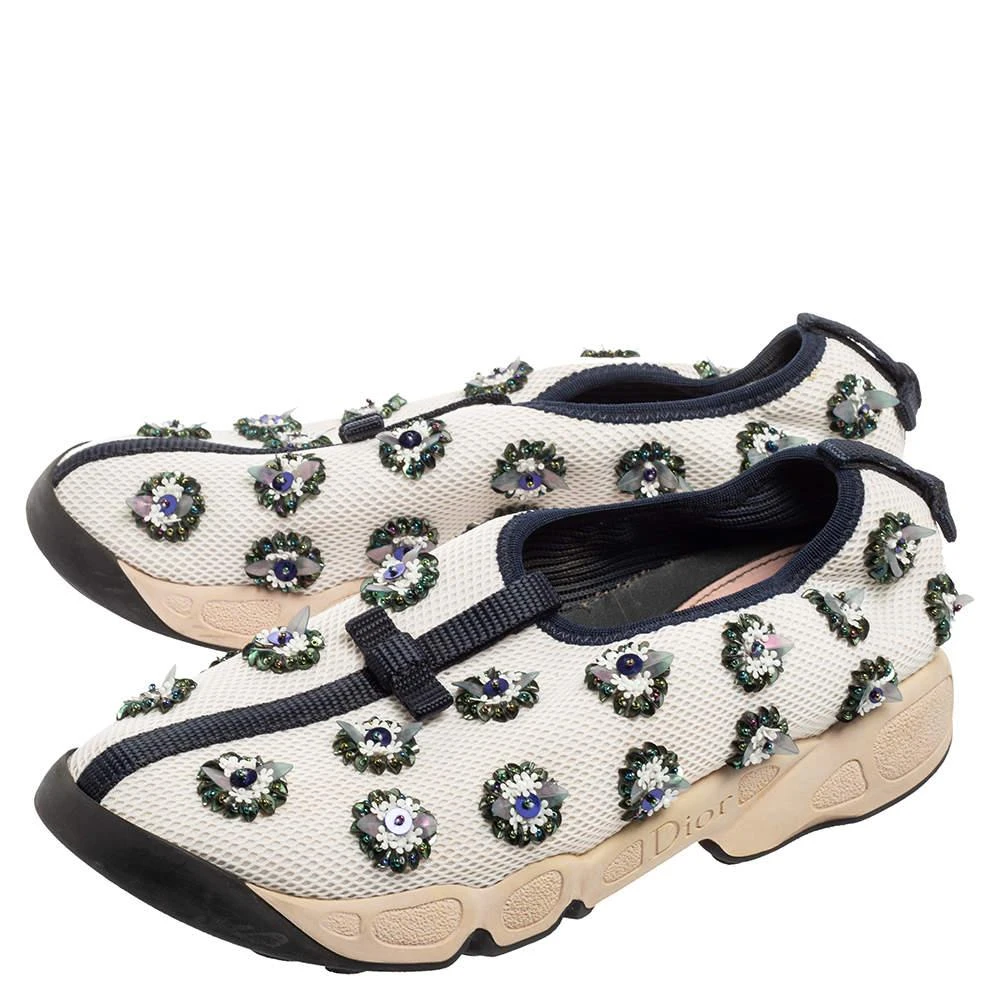 Dior Dior White/Black Sequins Embellished Mesh Fusion Slip-on Sneakers Size 36.5 4