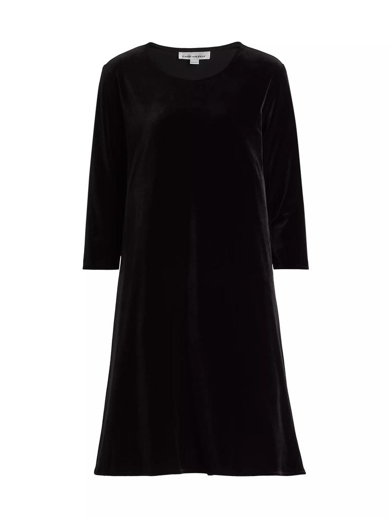 Caroline Rose Stretch Velvet A-Line Dress