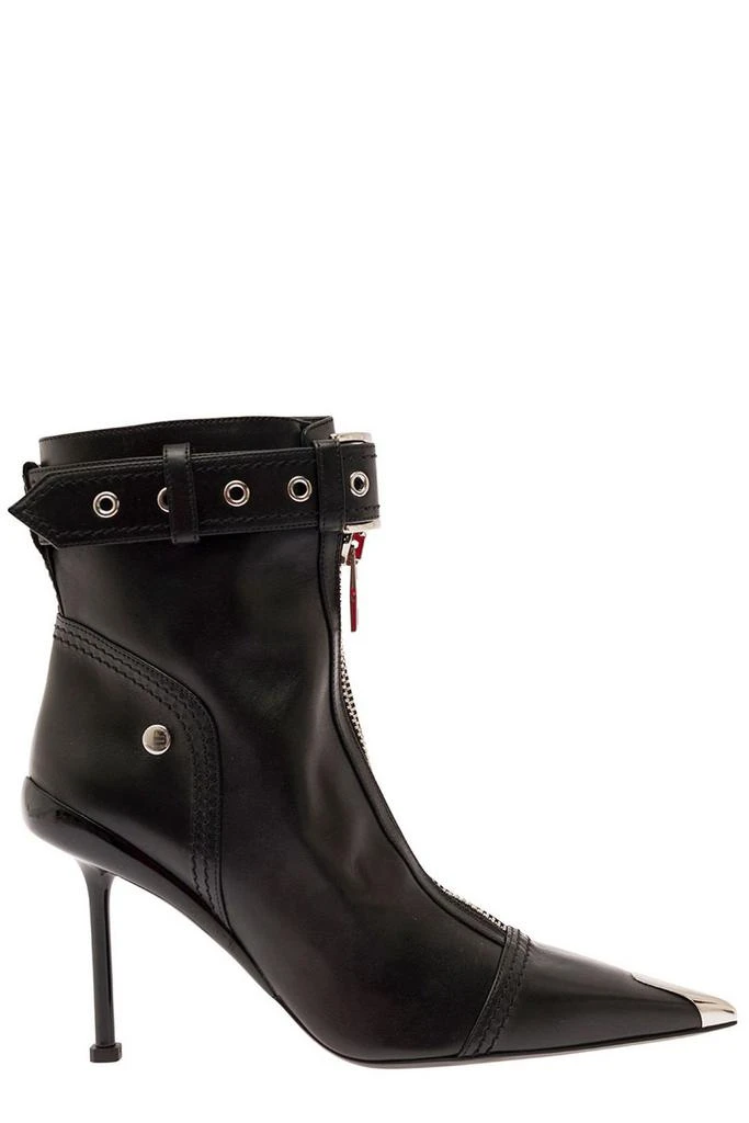 Alexander McQueen Alexander McQueen Buckle-Fastened Pointed-Toe Ankle Boots 1