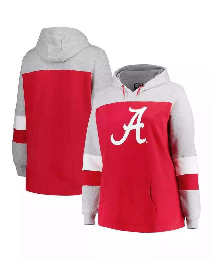 Profile Women's Crimson Alabama Crimson Tide Plus Size Color-Block Pullover Hoodie 1