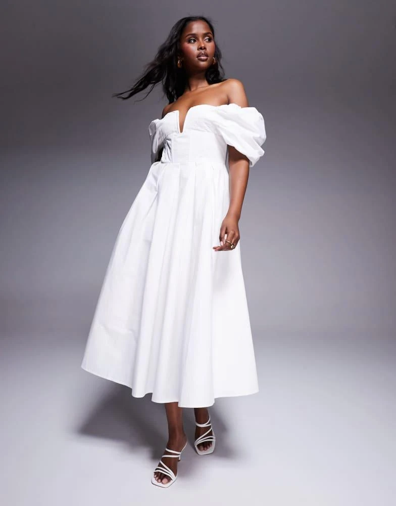 bardot cotton dress Estie Cotton Maxi Dress In Orchid White