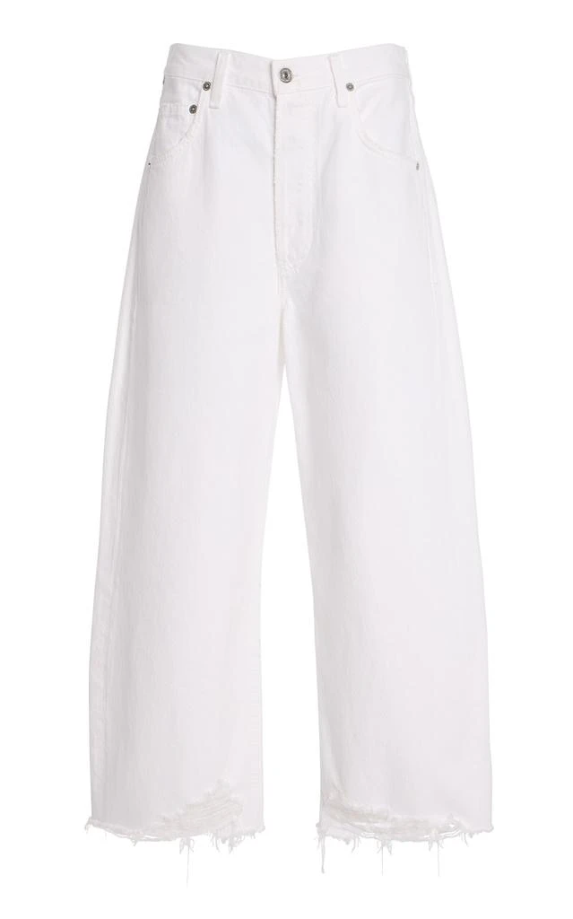 Citizens of Humanity Citizens of Humanity - Ayla Raw-Hem Cropped Wide-Leg Jeans - White - 26 - Moda Operandi 1