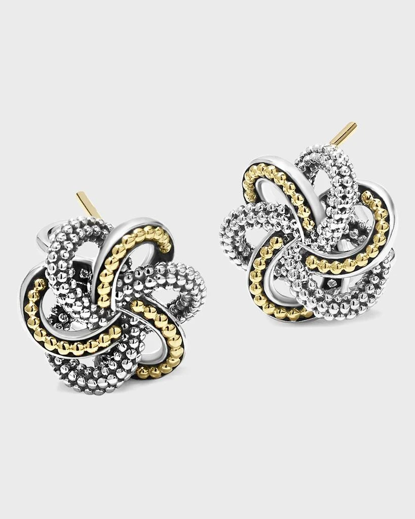 LAGOS Love Knot Two-Tone Omega Clip Stud Earrings 3