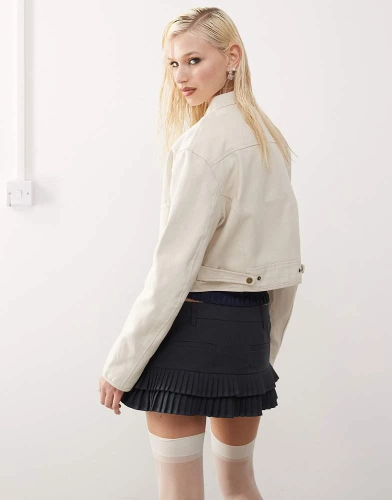 Lioness Lioness zip up moto jacket in cream 4