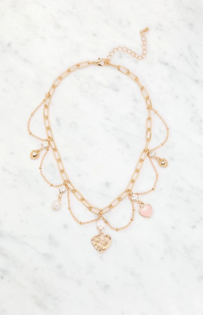 LA Hearts Karina Gold Charm Necklace 1