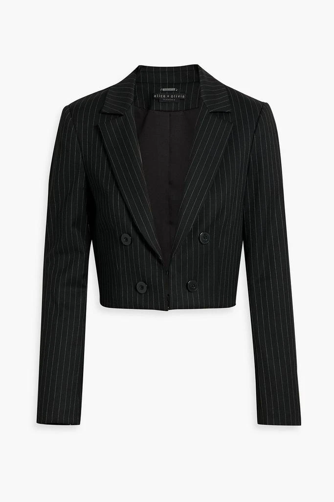 ALICE + OLIVIA Mya cropped pinstriped twill blazer 1