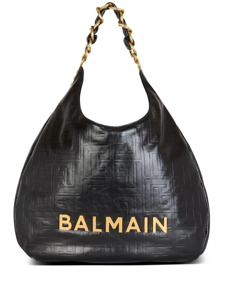 Balmain Balmain 1945 Soft Hobo Large-Pb Emb Crinkled Lth Bags 1