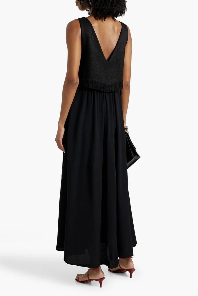 Proenza Schouler Lynda fringed bouclé-paneled crepe maxi dress 3