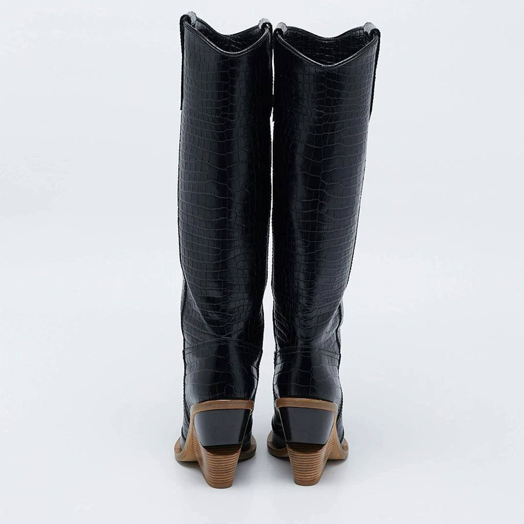 Fendi Fendi Black Croc Embossed Leather Cutwalk Tall Boots Size 36 5