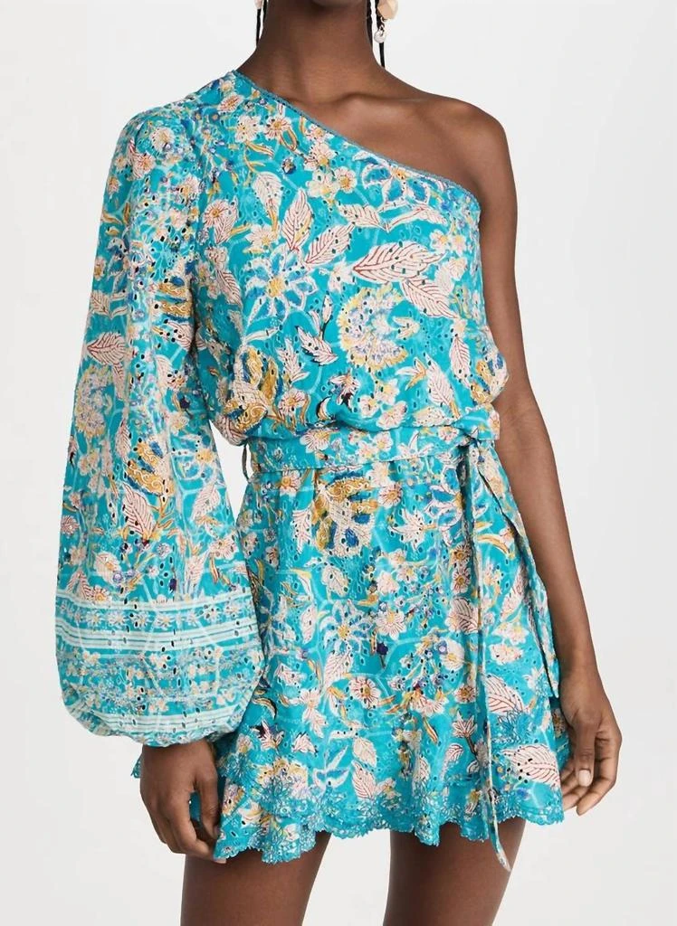 Hemant & Nandita Lyna One Shoulder Dress In Turquoise Blue 4