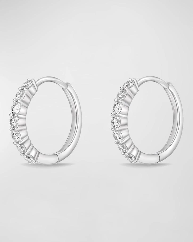 Memoire 18k White Gold Tiny Diamond Huggie Hoop Earrings, 0.51tcw 2
