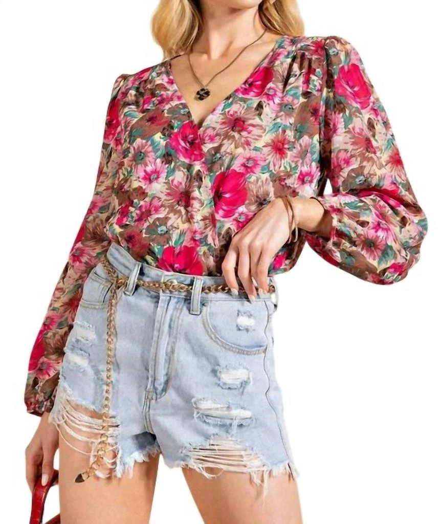 Kori Kori - Soft Woven Fabric Printed Bodysuit Top 4
