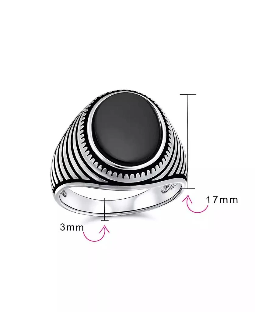 Bling Jewelry Retro Grooved Silver Ring with Black Onyx Square Signet Sterling Silver Band 5