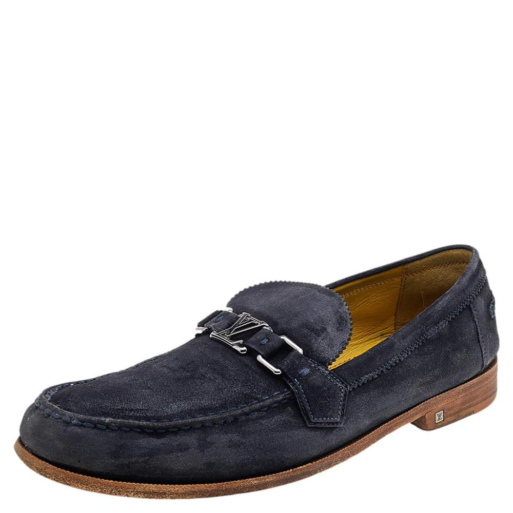 Louis Vuitton Louis Vuitton Blue Suede Major Slip On Loafers Size 45 1