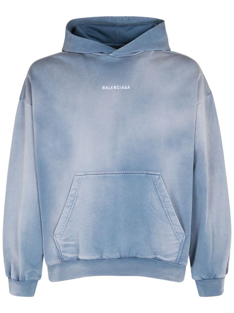 パーカー・フーディ Balenciaga Sage Green Cotton Sweatshirt Balenciaga - Logo-Print Loopback Cotton-Jersey Hoodie