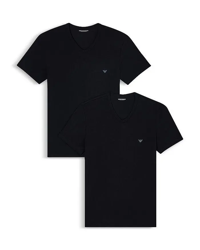 Emporio Armani V Neck Stretch Tees, Pack of 2
