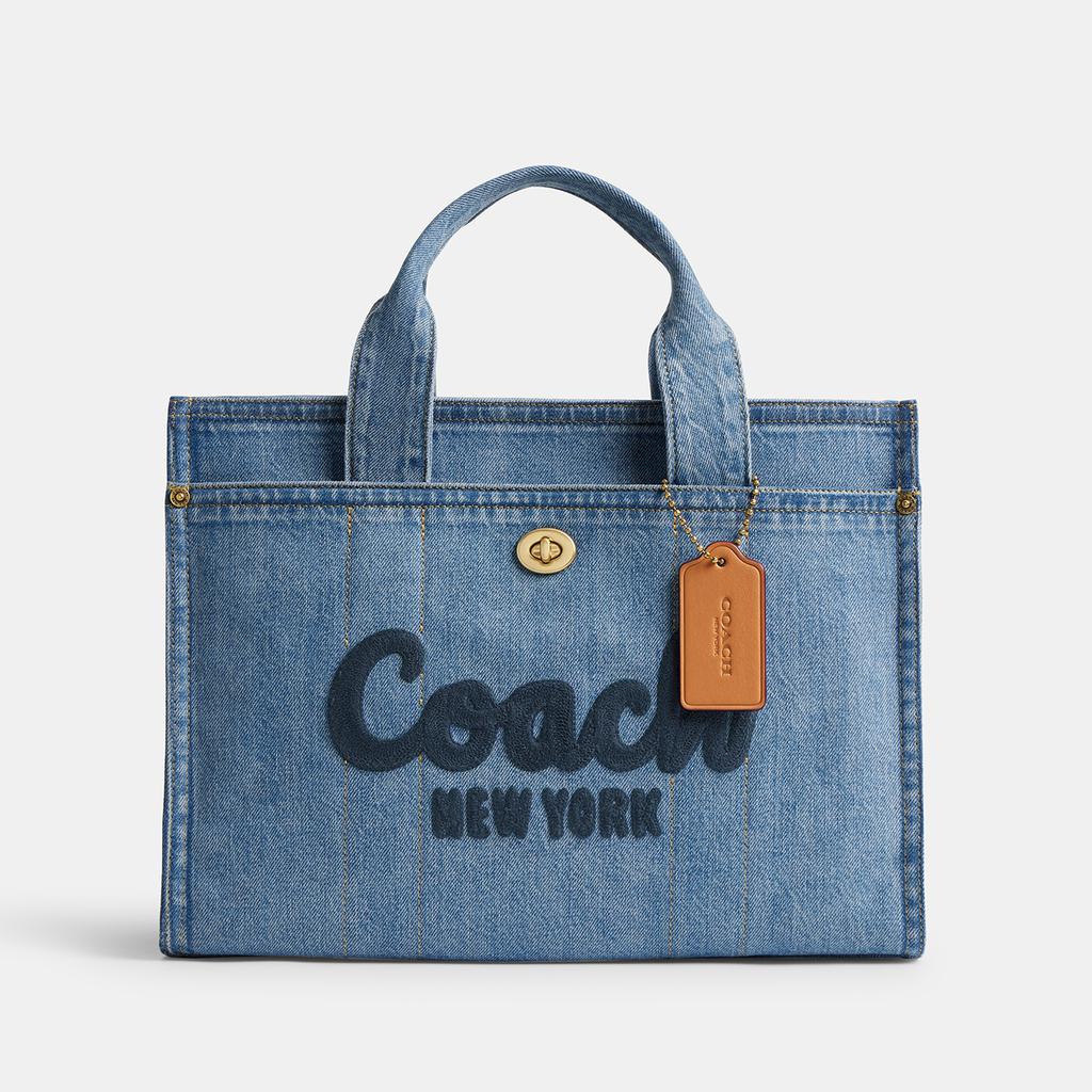 関税送料込 COACH Denim Patchwork Cargo Tote