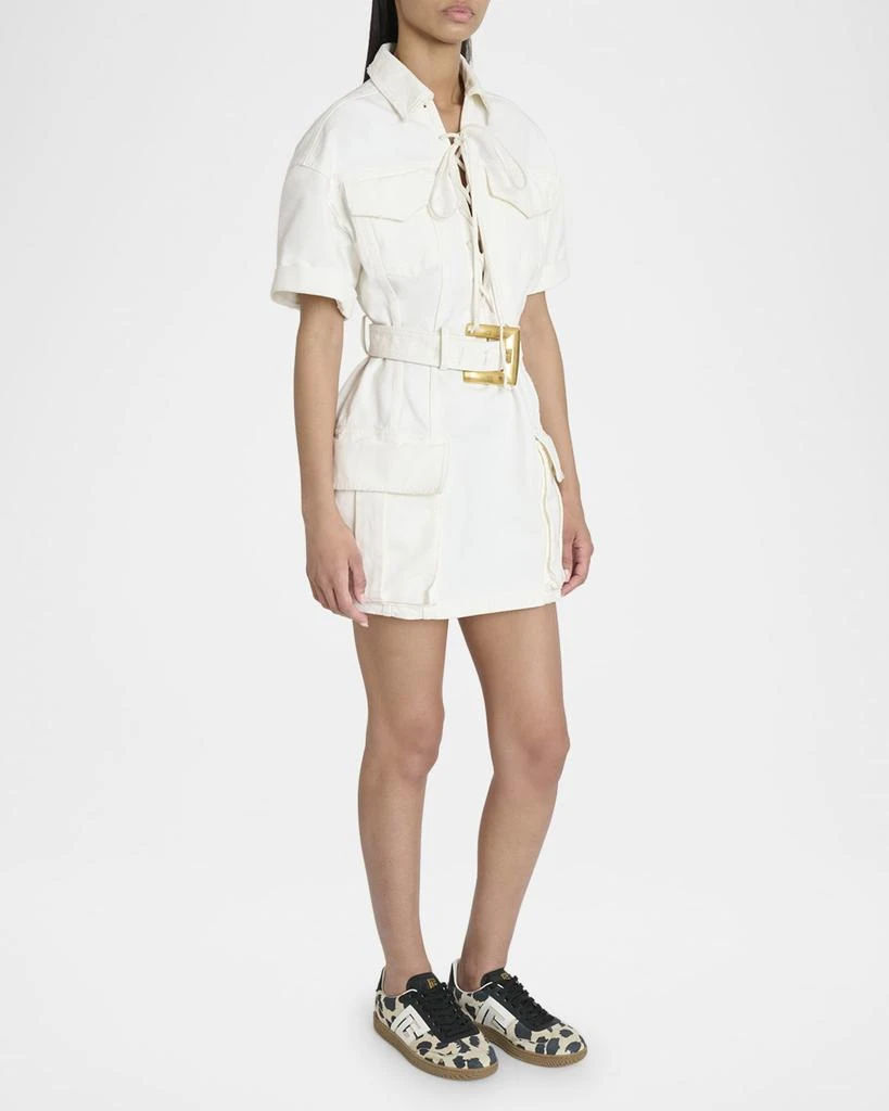 Balmain Swan Snow Leopard-Print Suede Low-Top Sneakers 3