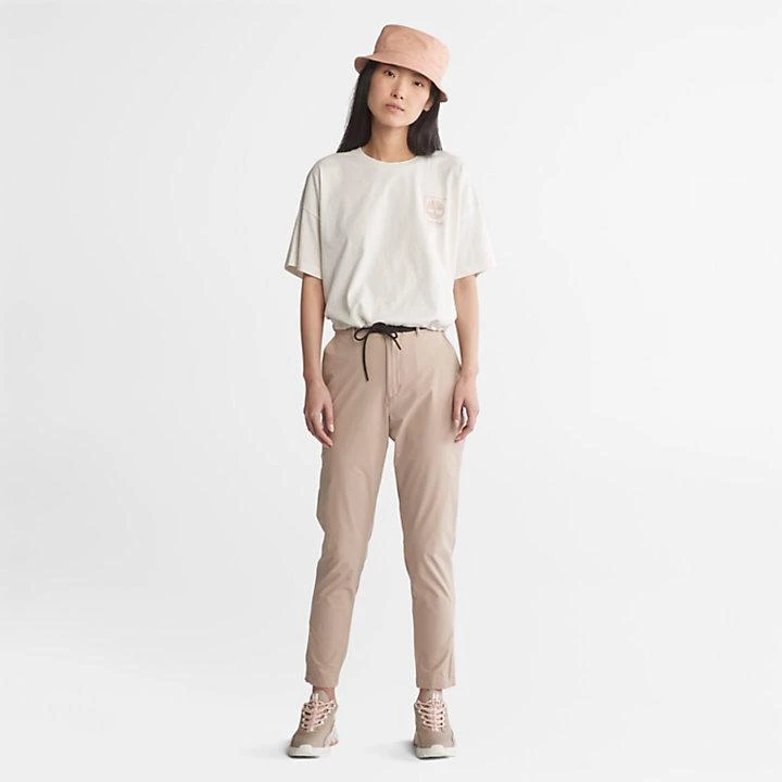 Timberland Cropped T-Shirt with Drawstring Hem for Women in White 3