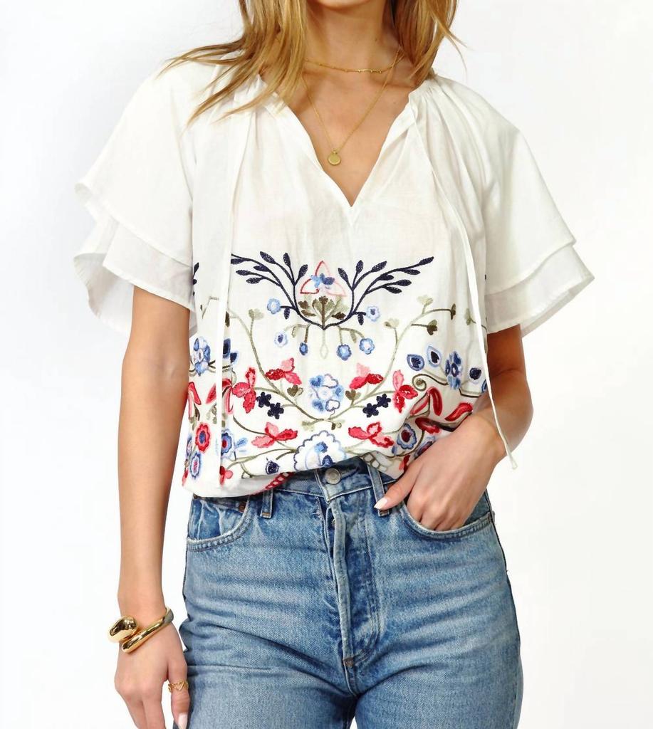 Adelyn Rae Rhoni Embroidered Blouse In White