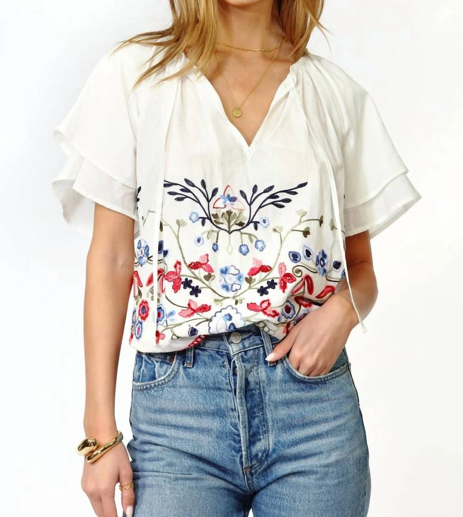 Adelyn Rae Rhoni Embroidered Blouse In White 1