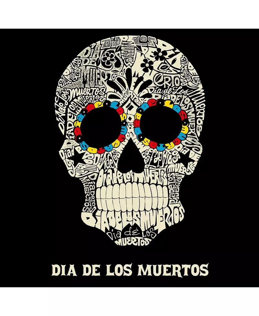 LA Pop Art Men's Dia De Los Muertos Word Art Hooded Sweatshirt 2