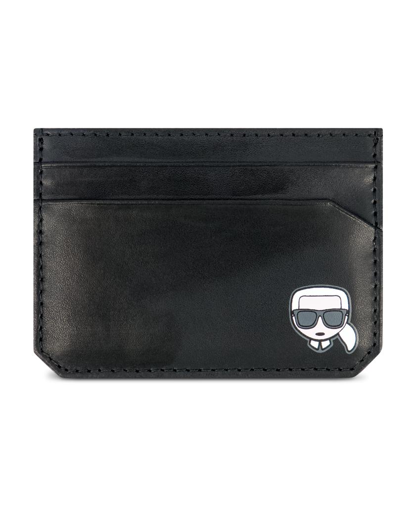 Karl Lagerfeld Paris LEATHER FLAT CARD CASE WITH NEW KARL HEAD PRINT