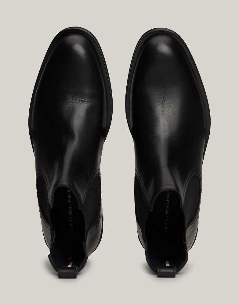 Tommy Hilfiger Tommy Hilfiger Leather signature tape chelsea boots in black 3