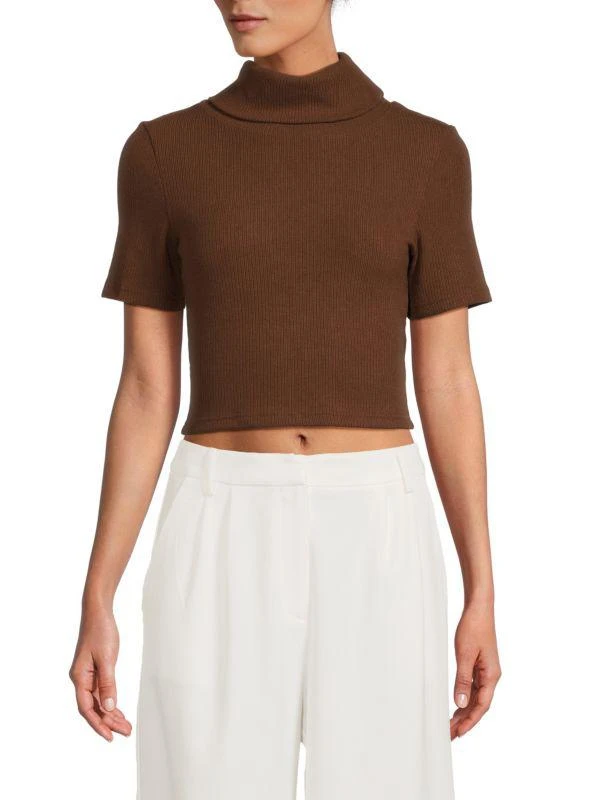 AREA Anne Ribbed Turtleneck Crop Top 1