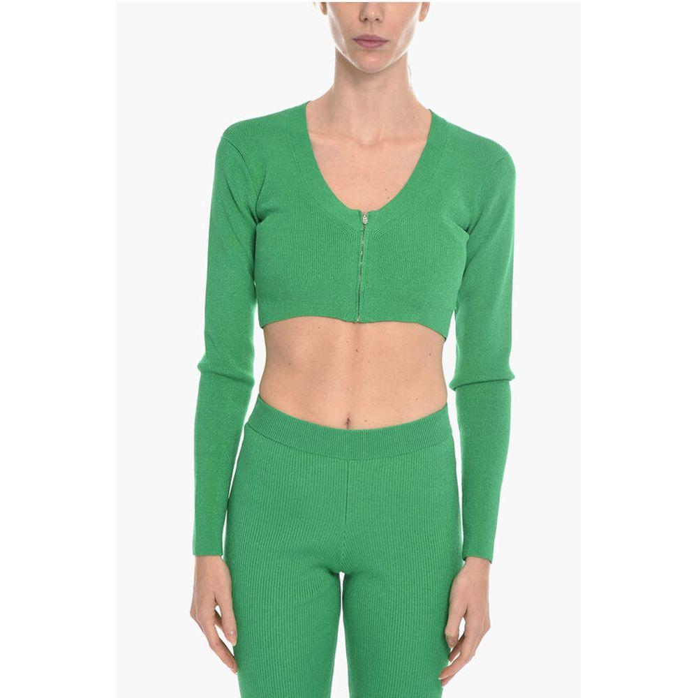 Birgitte Herskind VANESSA HONG Solid Color MISS Cropped Cardigan with Zip Women's Clos