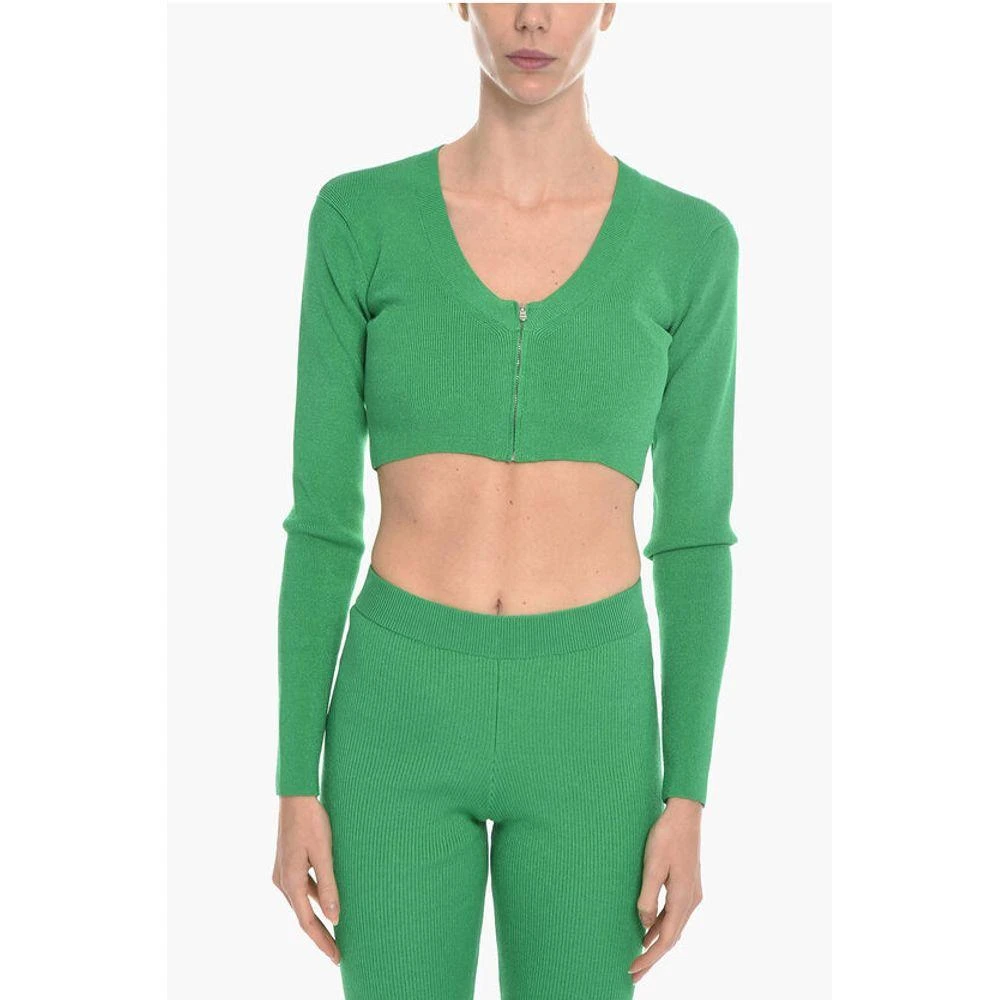 Birgitte Herskind VANESSA HONG Solid Color MISS Cropped Cardigan with Zip Women's Clos 1
