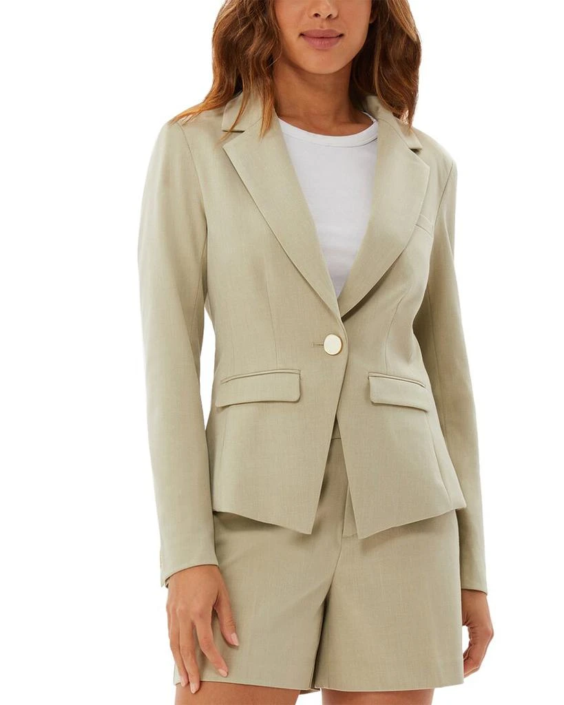 Ecru ecru One Button Blazer 1