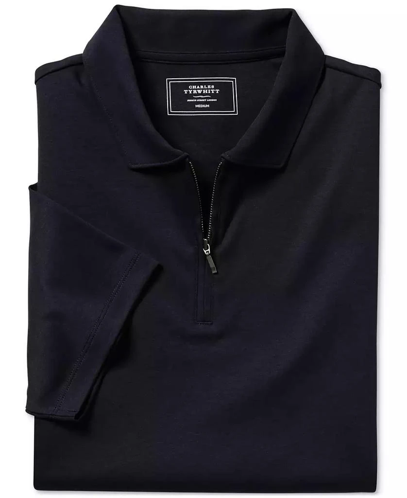 Charles Tyrwhitt Men's Mercerized Cotton Short Sleeve Zipper Polo Shirt 5