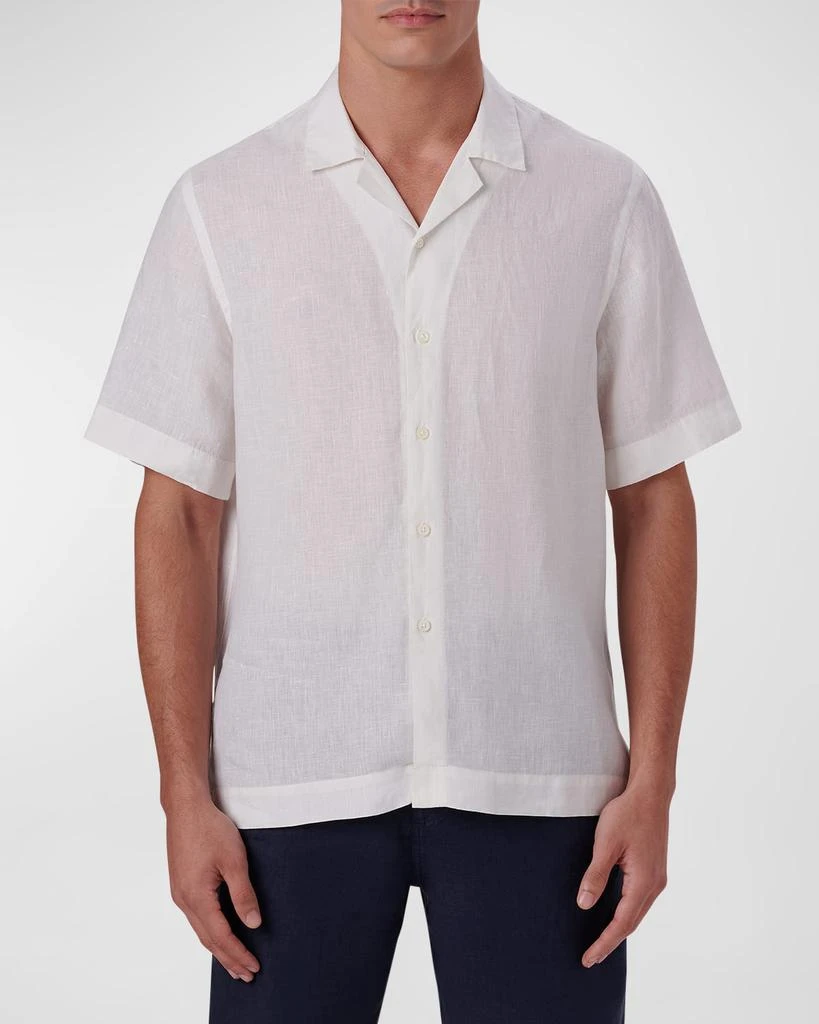 BUGATCHI Men's Linen Camp Shirt 4