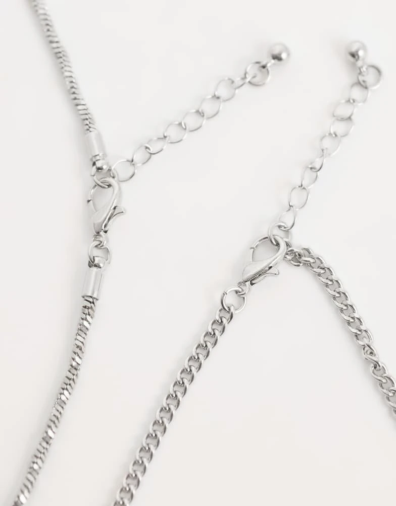 Jack 
Jones Jack 
Jones 2 pack chain necklaces in silver 4