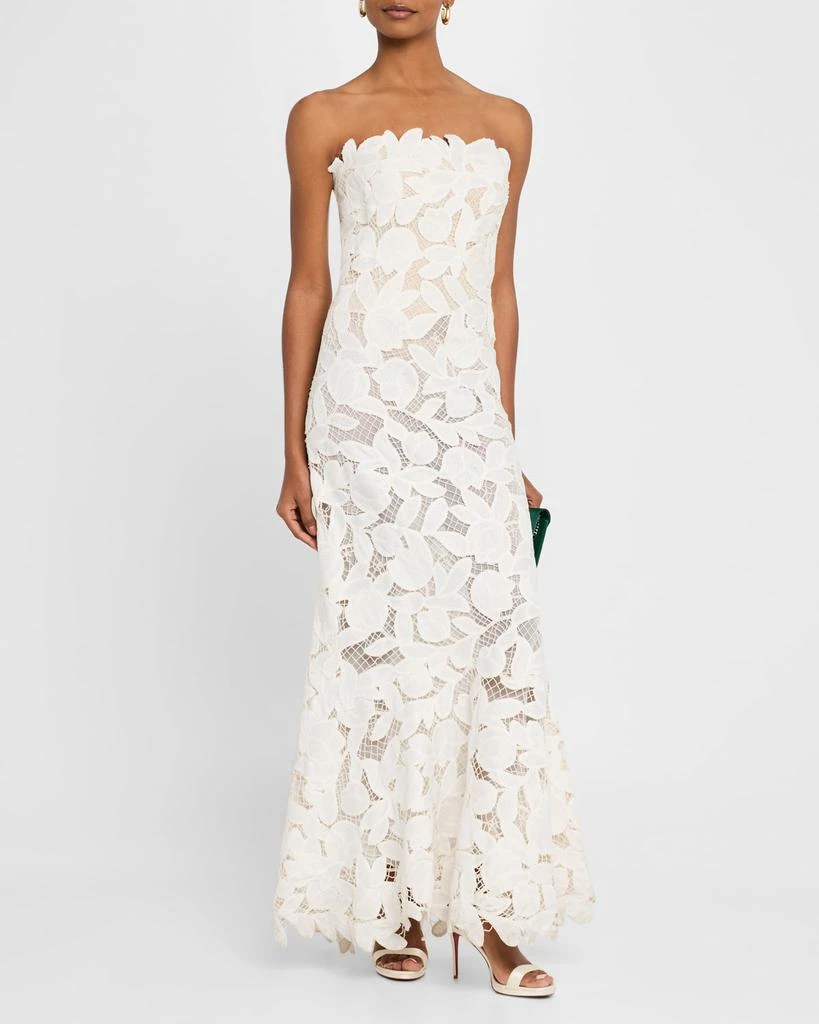 SIMKHAI Valletta Strapless Floral Lace Maxi Dress 3