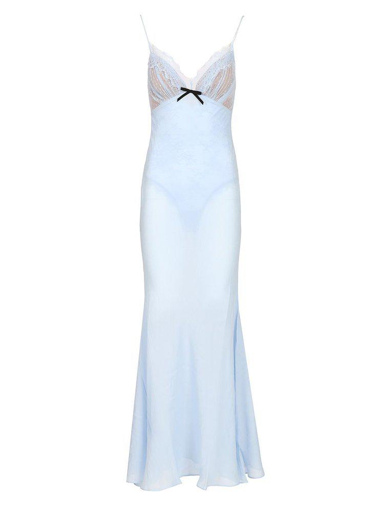 Self Portrait Self-Portrait Lace-Trim Maxi Georgette Dress