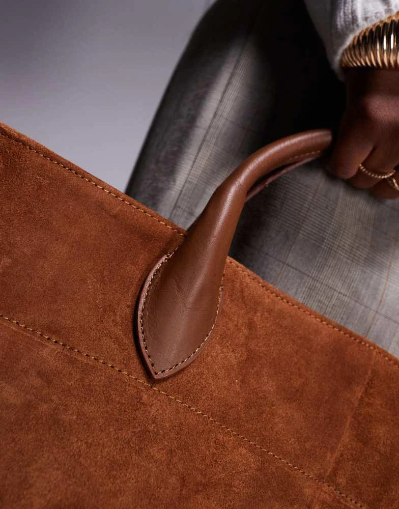 River Island River Island suede east west tote bag in brown 3