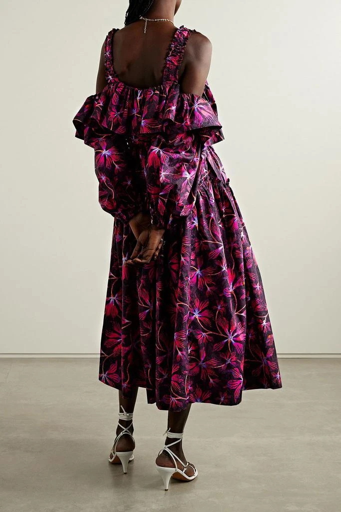 Ulla Johnson Cold-shoulder ruffled floral-print cotton-poplin midi dress 3