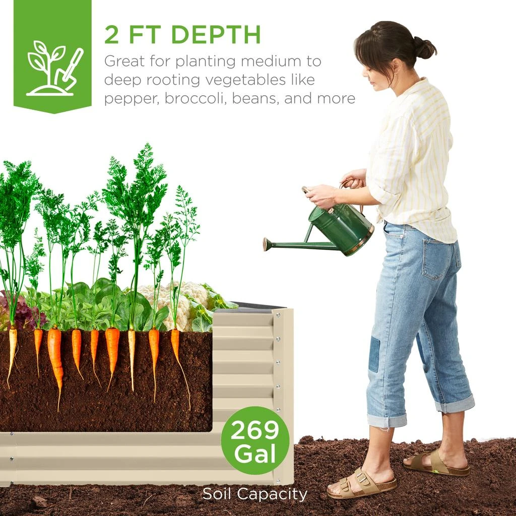 Best Choice Products 6x3x2ft Outdoor Metal Raised Garden Bed,Rectangle-Charcoal 2