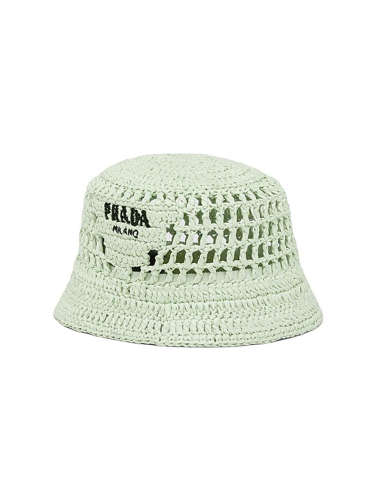 キャップ PRADA Embroidered Raffia Bucket Hat Prada Raffia Bucket Hat | Saks Fifth Avenue
