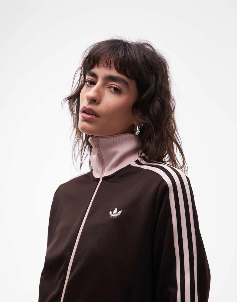 Adidas adidas Originals classic track jacket in brown and pink 3